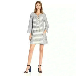 BCBGMaxAzria Lani Tie Front Striped Knit Dress
